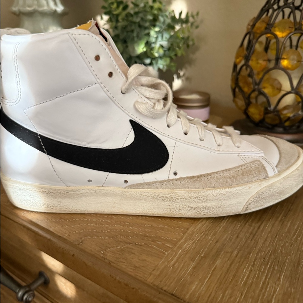 Nike White and Black High-Top Sneakers